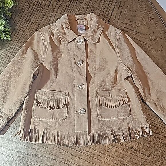 Tan cowgirl suede leather fringe jacket size 3-4 Gymboree - Picture 1 of 10